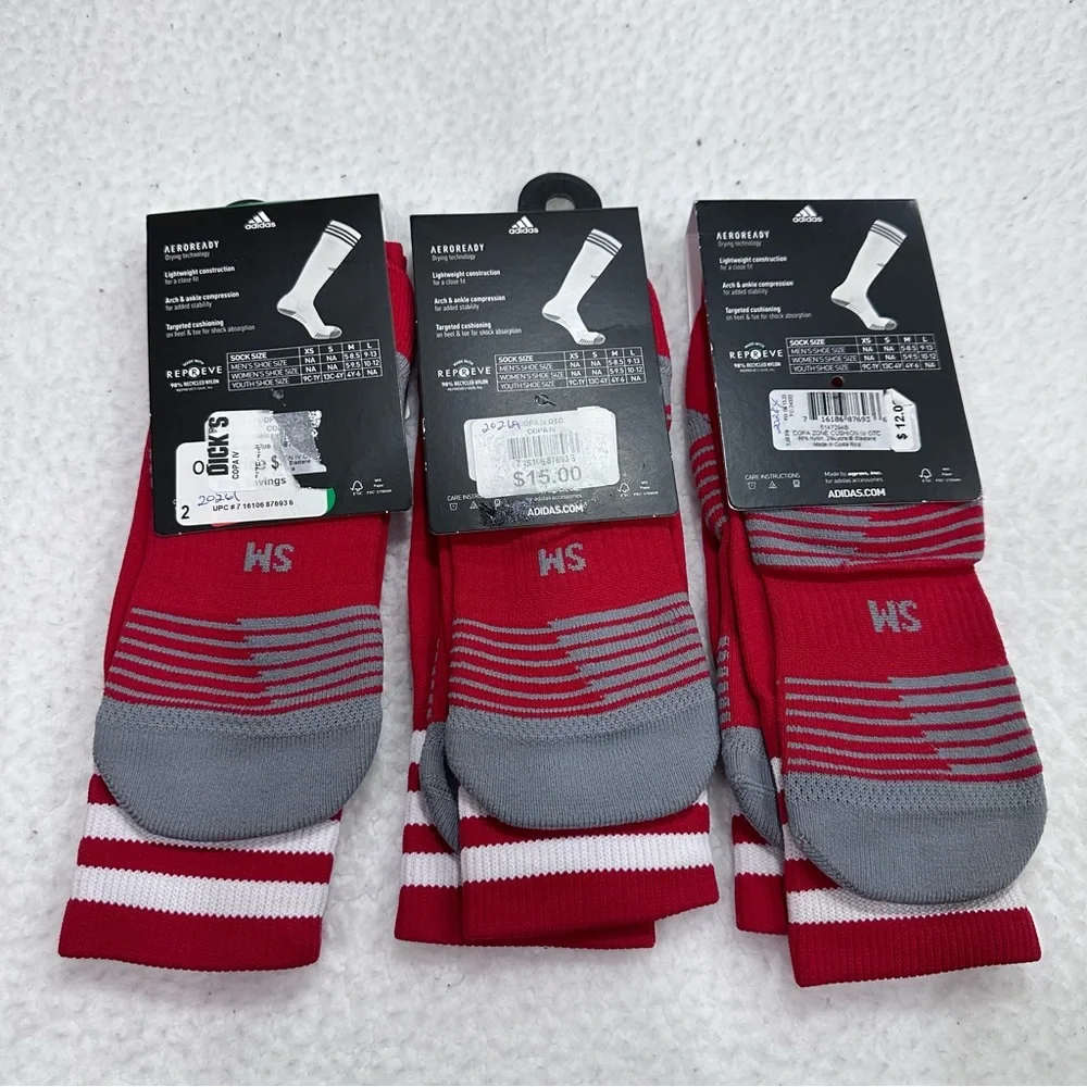 Adidas Red and White Copa Zone Soccer Socks